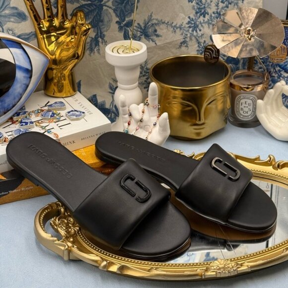 🆕 MARC JACOBS 🧿 NWOB The Snapshot Slide, Black Leather - Sz 37 US 7 - Picture 6 of 15